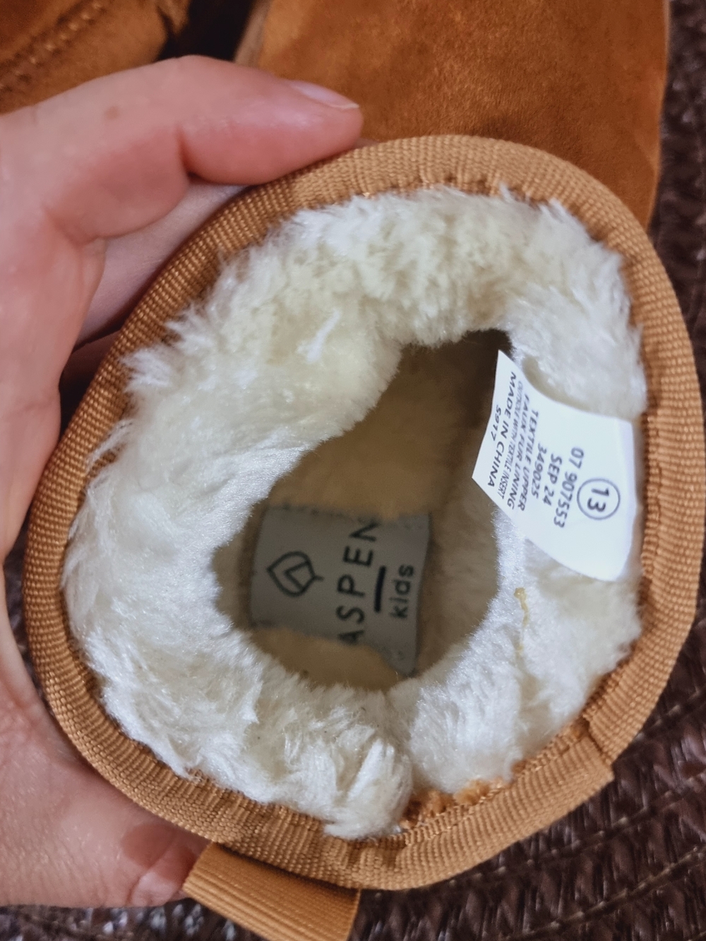 Aspen Kids Faux-Suede Lined Booties in Chestnut